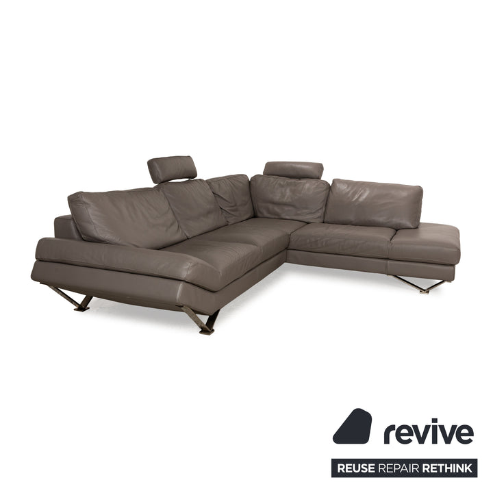 Natuzzi Relevé Leather Corner Sofa Grey Sofa Couch