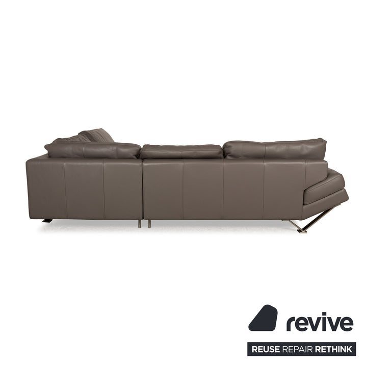 Natuzzi Relevé Leather Corner Sofa Grey Sofa Couch