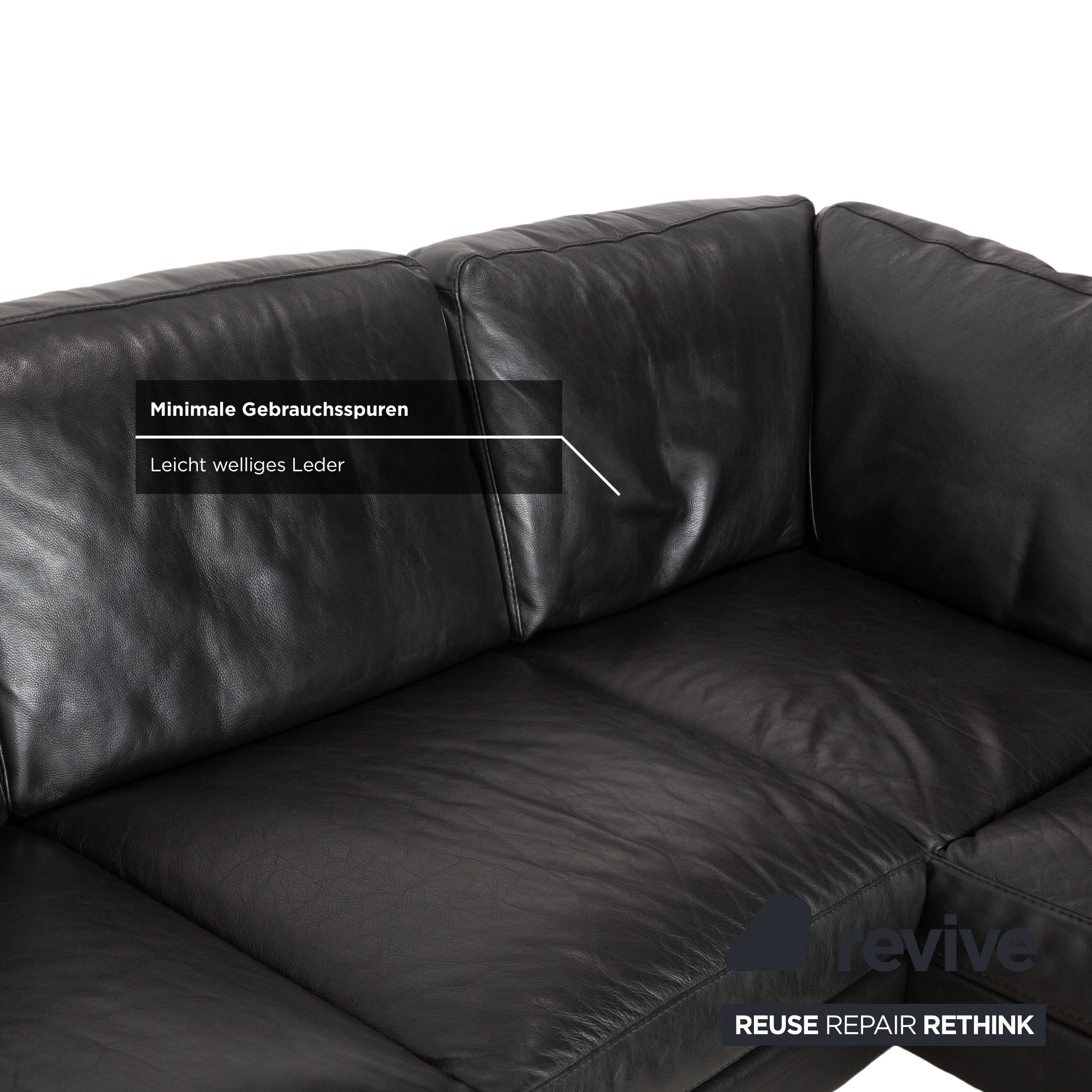 Natuzzi Relevé Leder Ecksofa Schwarz Sofa Couch