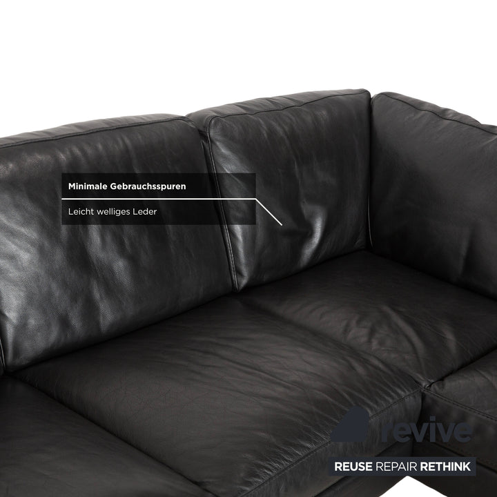 Natuzzi Relevé Leder Ecksofa Schwarz Sofa Couch