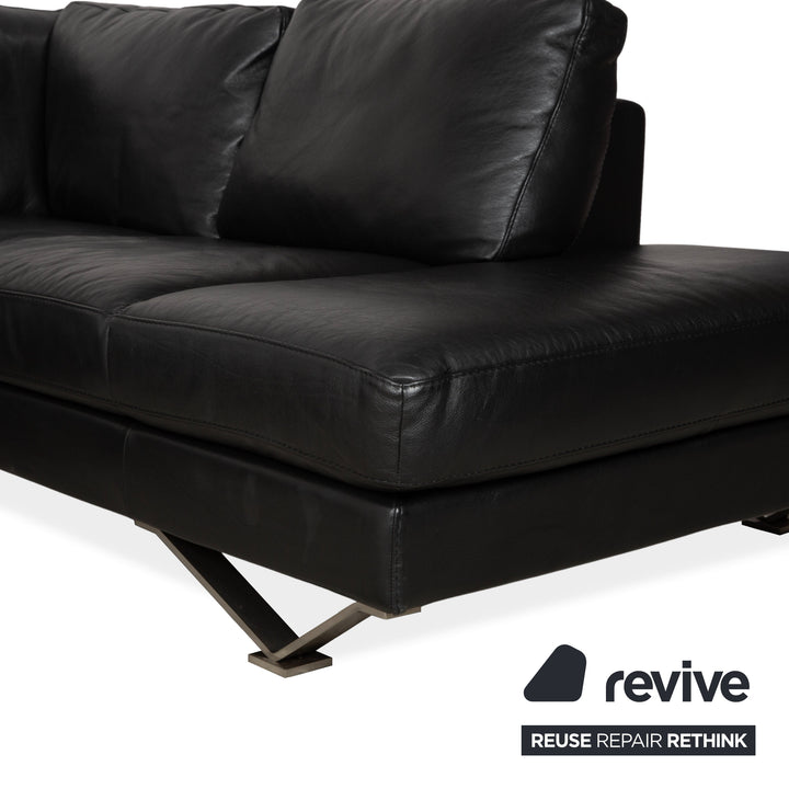 Natuzzi Relevé Leder Ecksofa Schwarz Sofa Couch