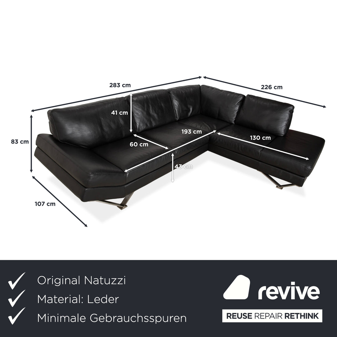 Natuzzi Relevé Leder Ecksofa Schwarz Sofa Couch