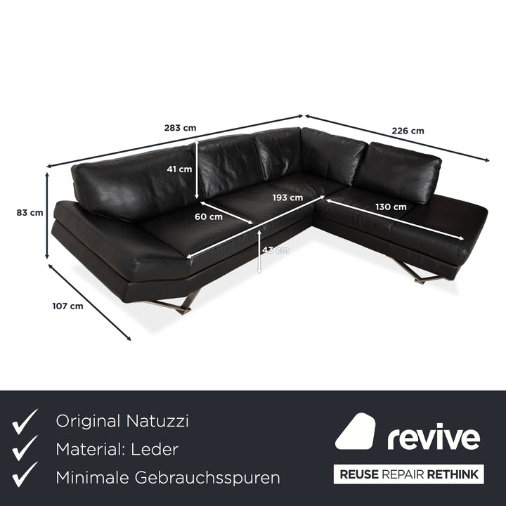 Natuzzi Relevé Leder Ecksofa Schwarz Sofa Couch