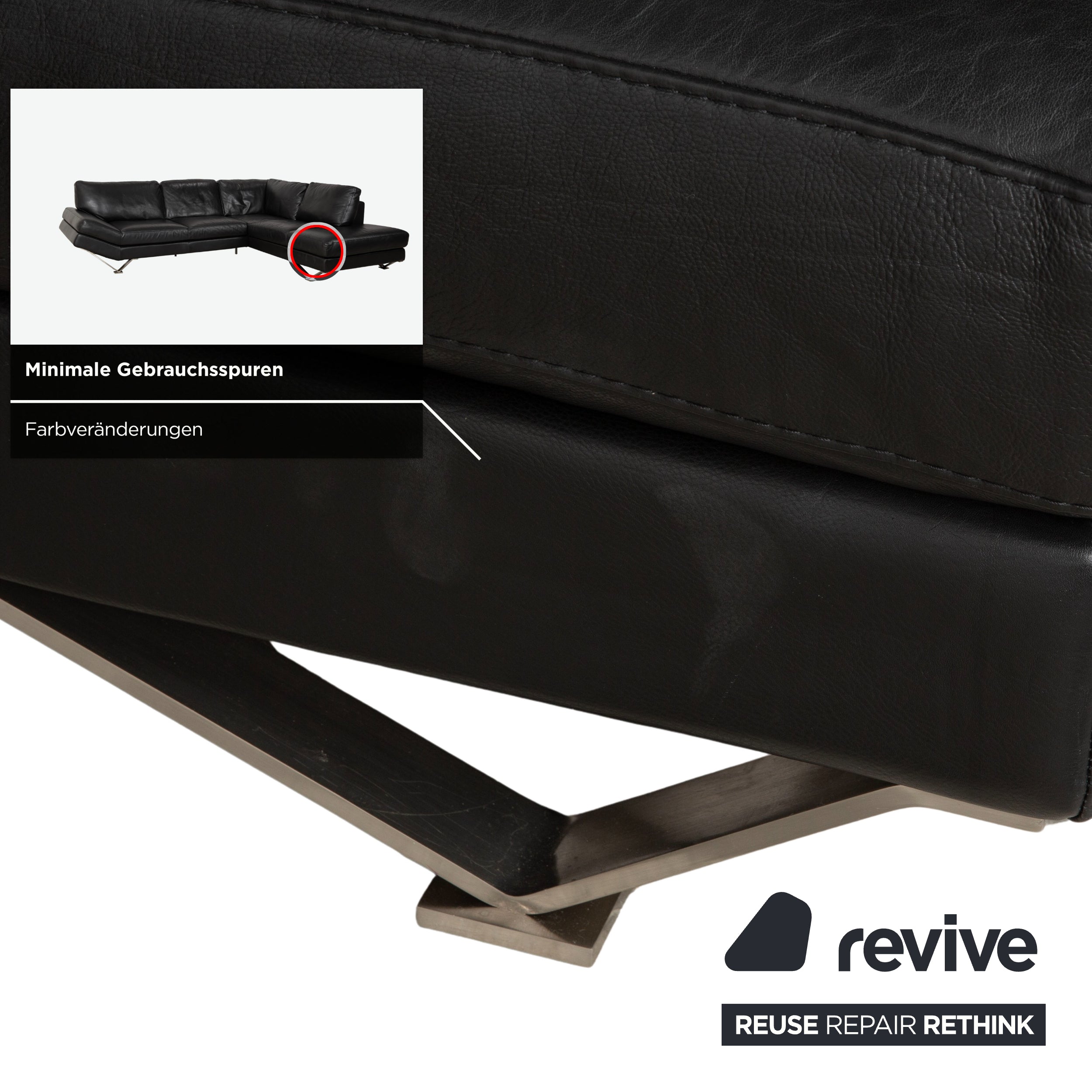 Natuzzi Relevé Leder Ecksofa Schwarz Sofa Couch