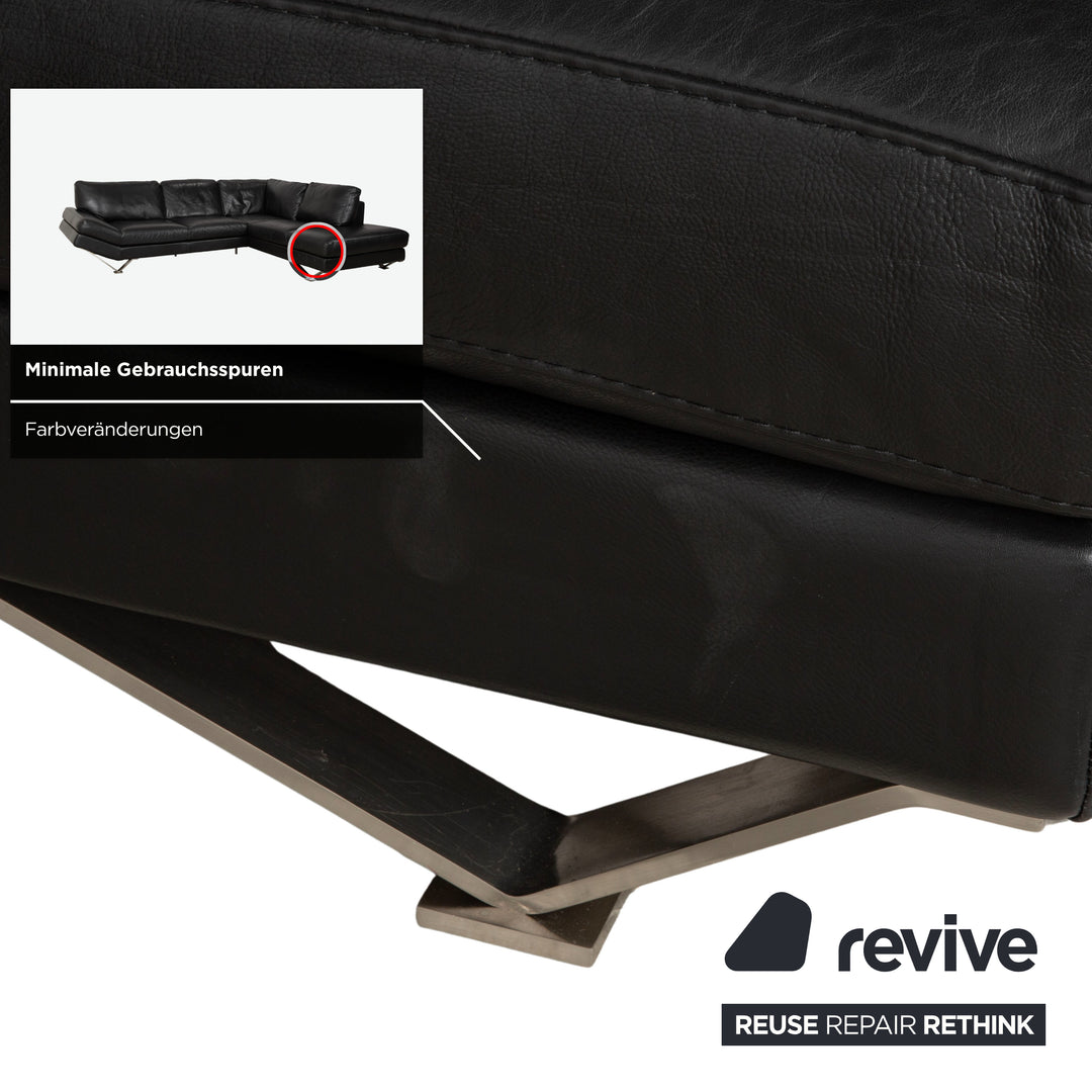Natuzzi Relevé Canapé D'angle En Cuir Noir Canapé Canapé