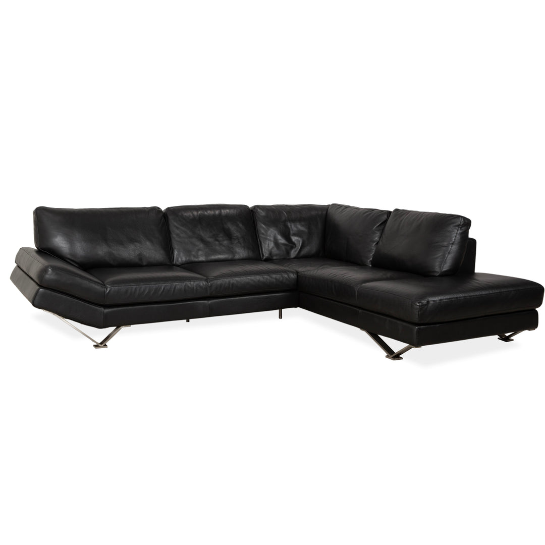 Natuzzi Relevé Leder Ecksofa Schwarz Sofa Couch