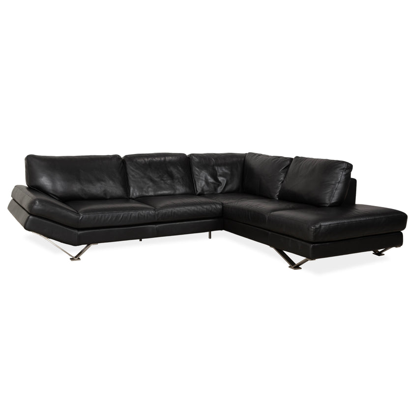 Natuzzi Relevé Leder Ecksofa Schwarz Sofa Couch