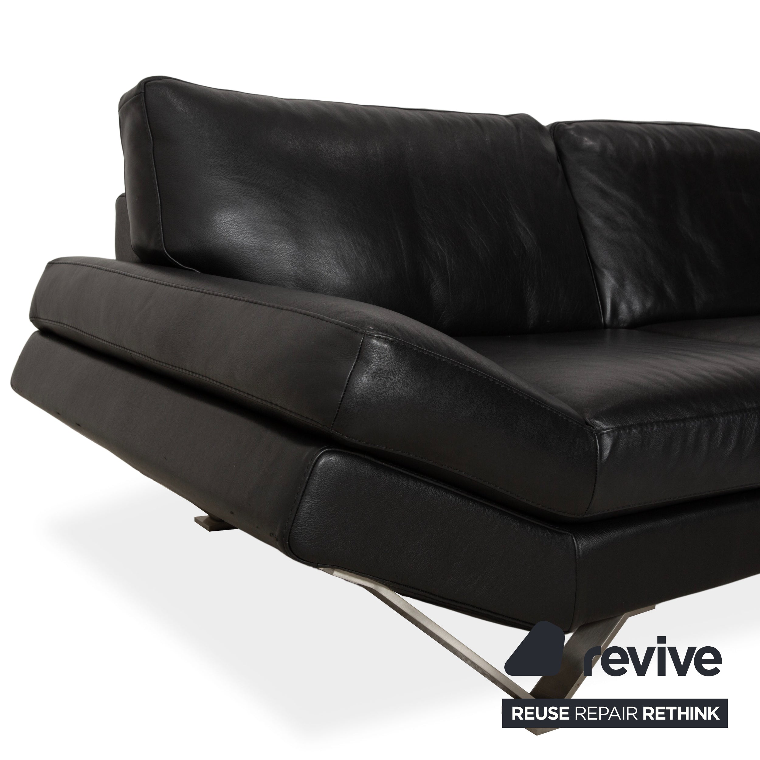 Natuzzi Relevé Leder Ecksofa Schwarz Sofa Couch