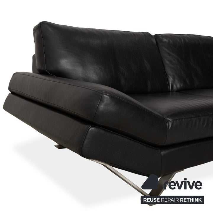 Natuzzi Relevé Leder Ecksofa Schwarz Sofa Couch