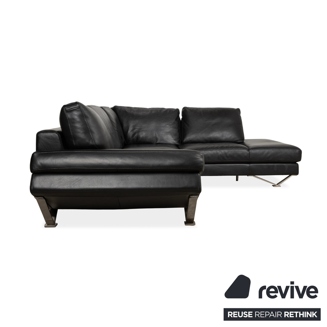 Natuzzi Relevé Leder Ecksofa Schwarz Sofa Couch