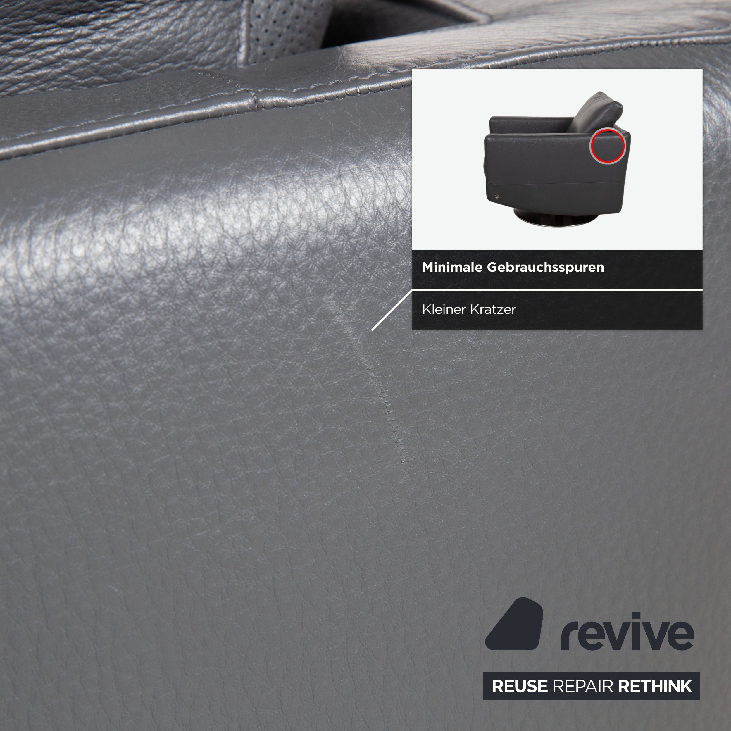 Natuzzi Relevé Leather Armchair Black Anthracite