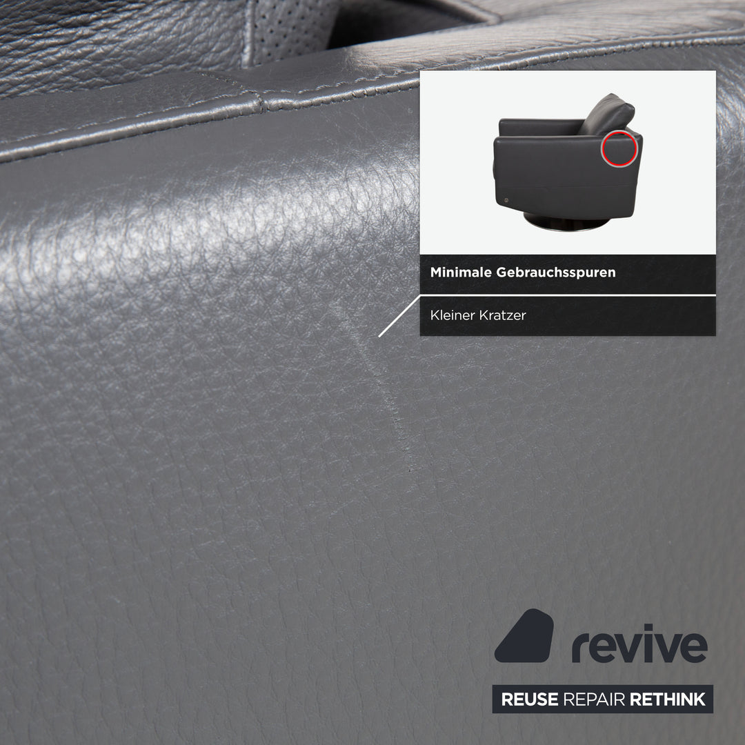 Natuzzi Relevé Leather Armchair Black Anthracite
