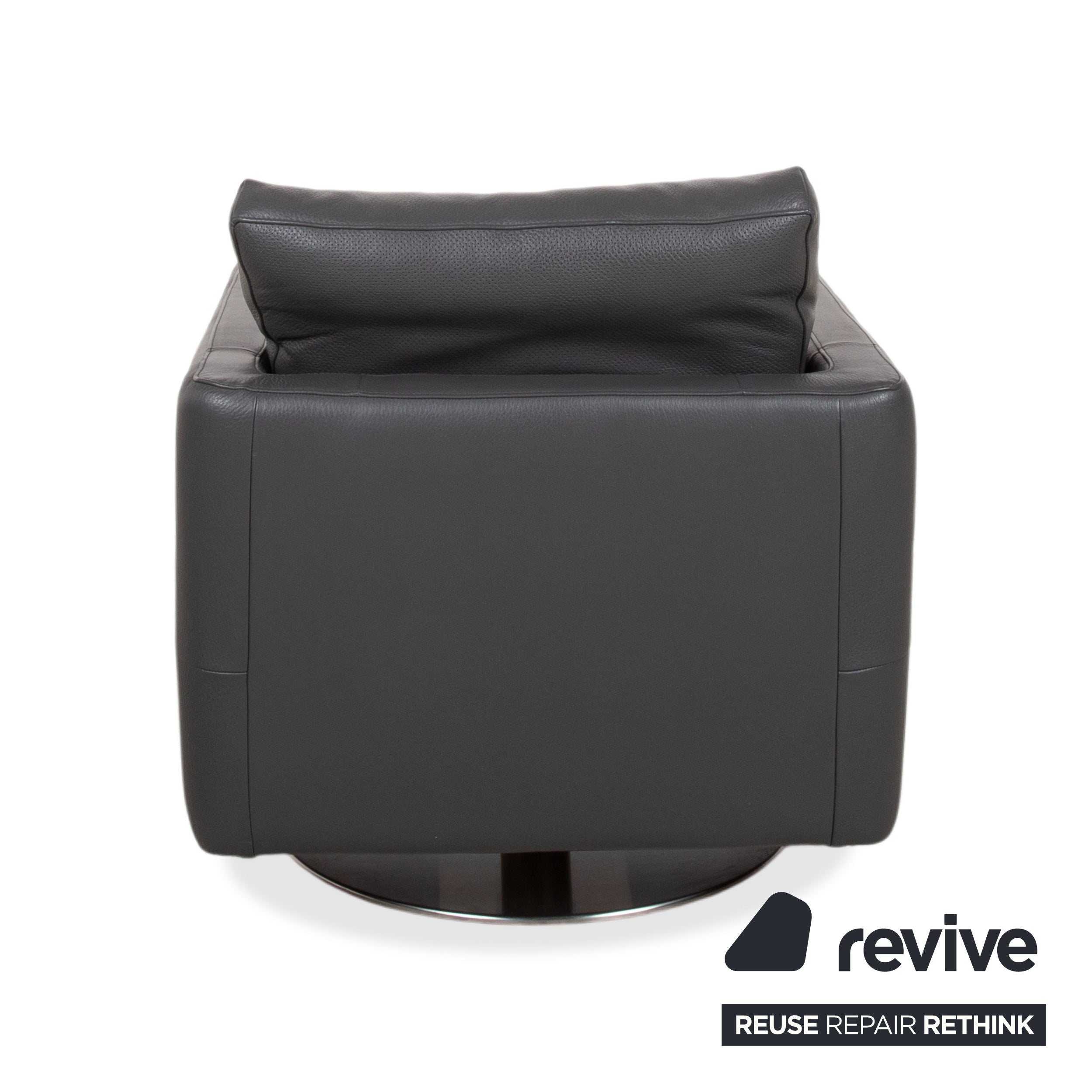 Natuzzi Relevé Leather Armchair Black Anthracite