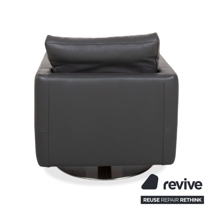 Natuzzi Relevé Leather Armchair Black Anthracite