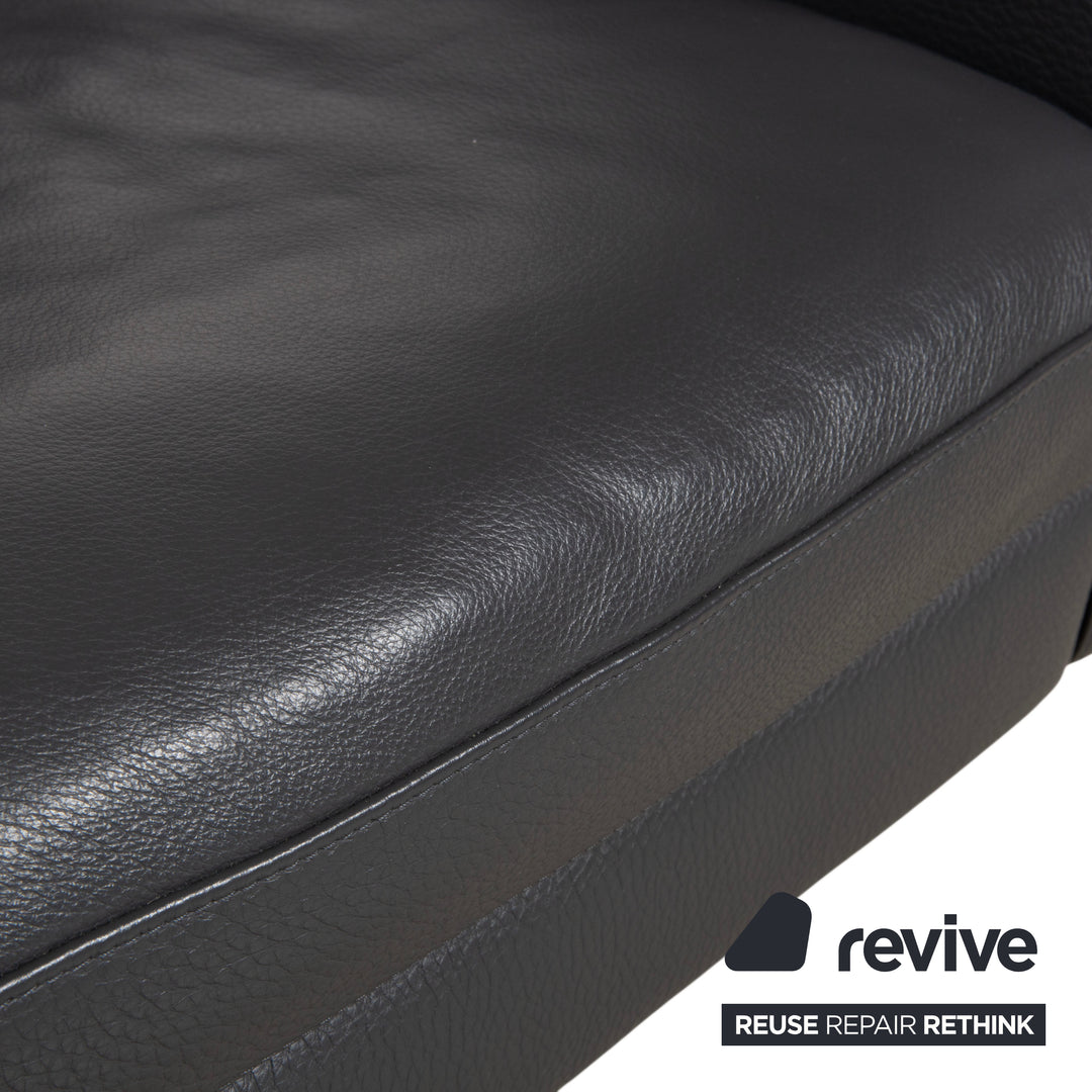Natuzzi Relevé Leather Armchair Black Anthracite