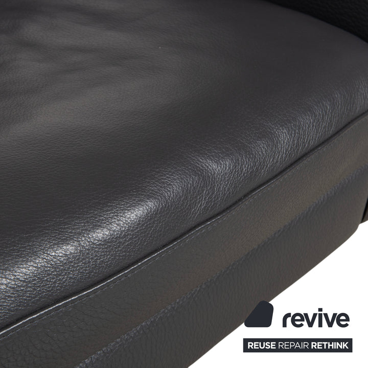 Natuzzi Relevé Leder Sessel Schwarz Anthrazit