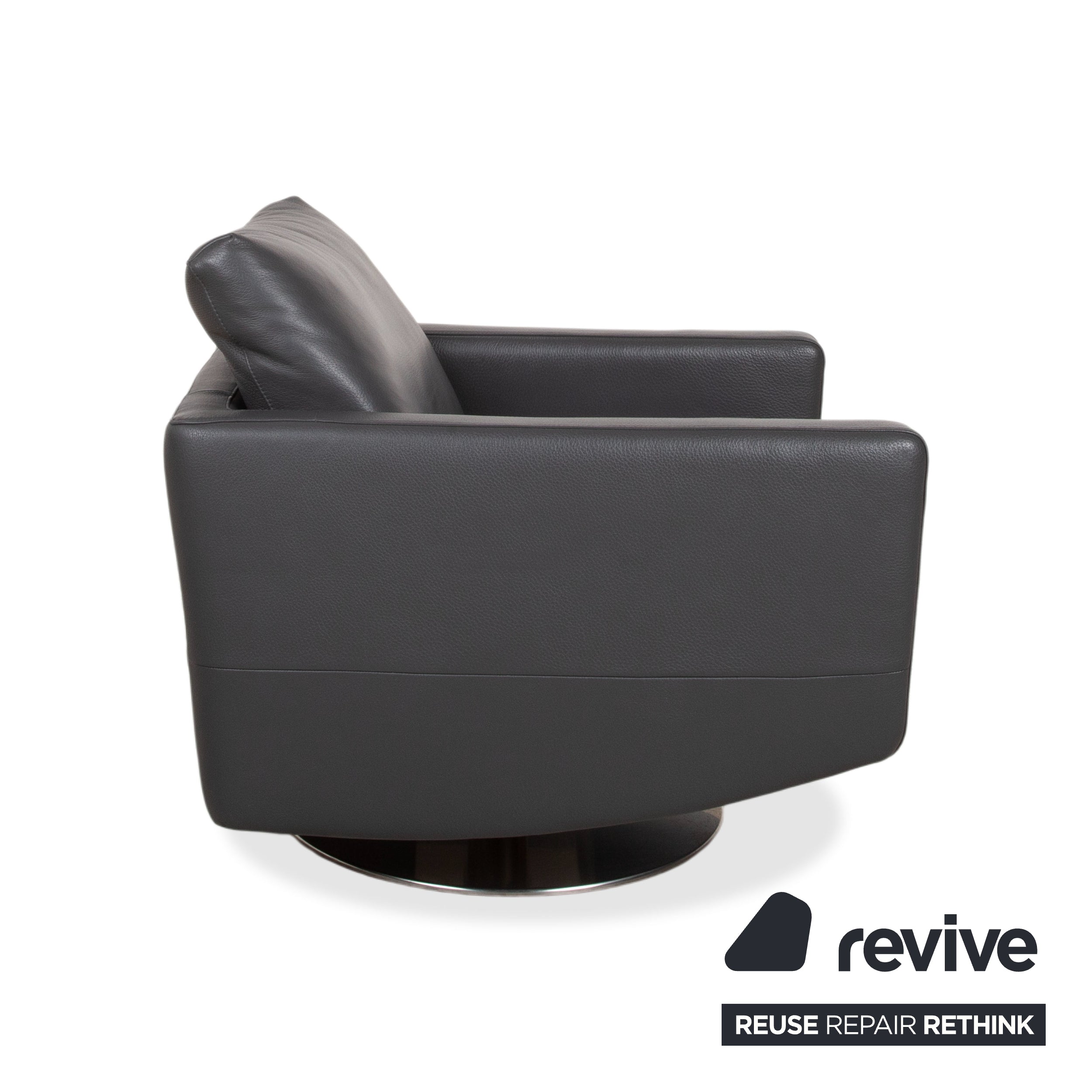 Natuzzi Relevé Leather Armchair Black Anthracite