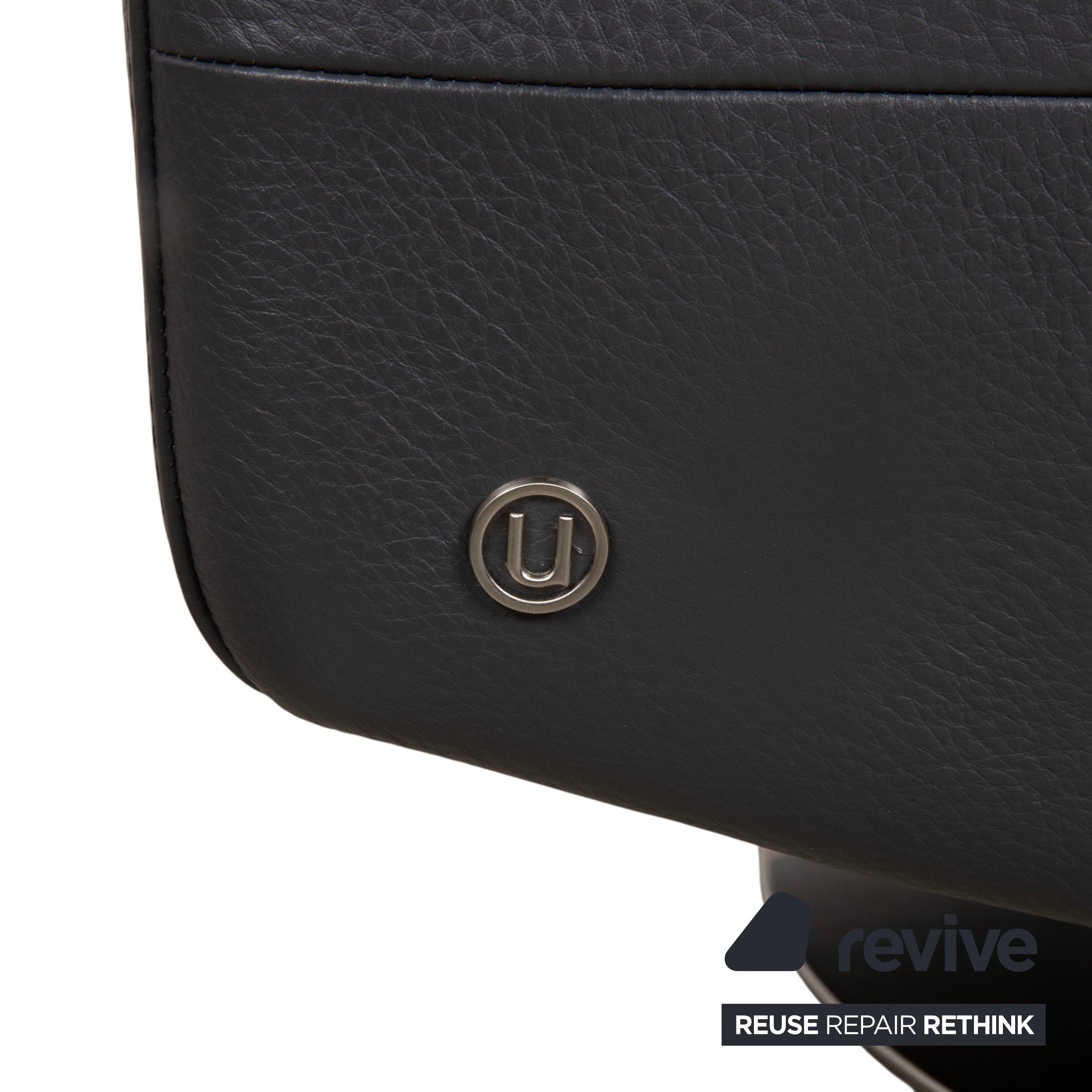 Natuzzi Relevé Leather Armchair Black Anthracite