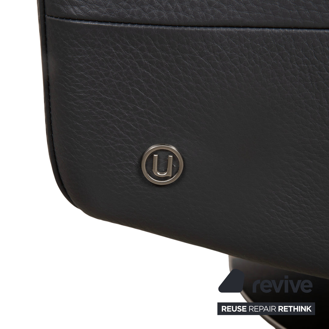 Natuzzi Relevé Leather Armchair Black Anthracite