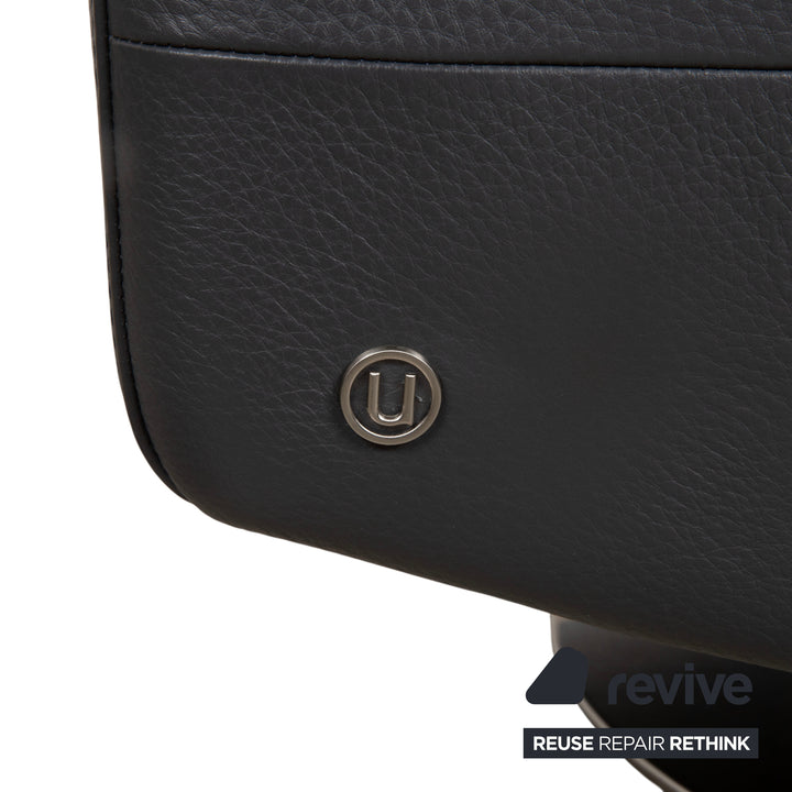 Natuzzi Relevé Leather Armchair Black Anthracite