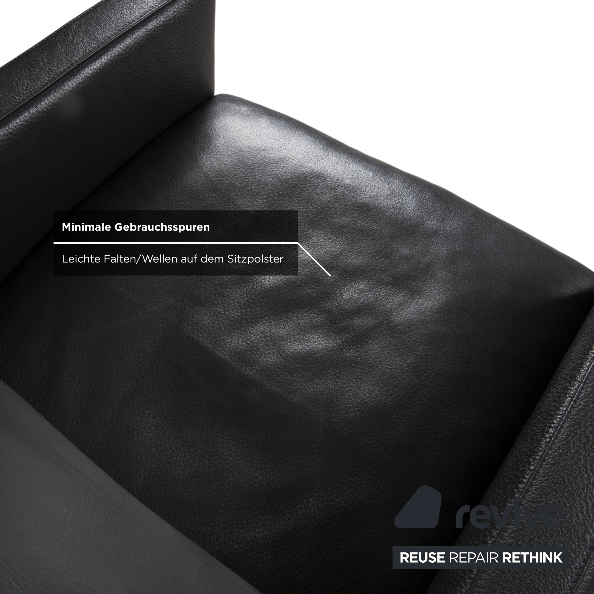 Natuzzi Relevé Leather Armchair Black Anthracite