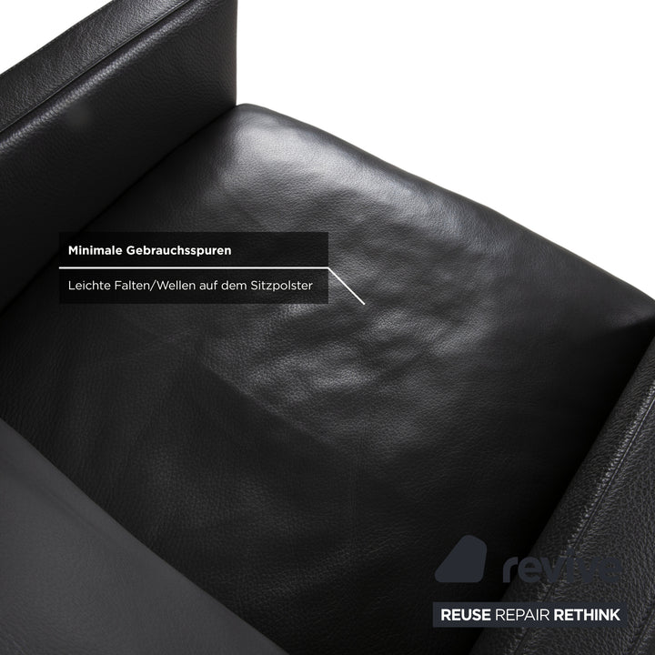 Natuzzi Relevé Leather Armchair Black Anthracite