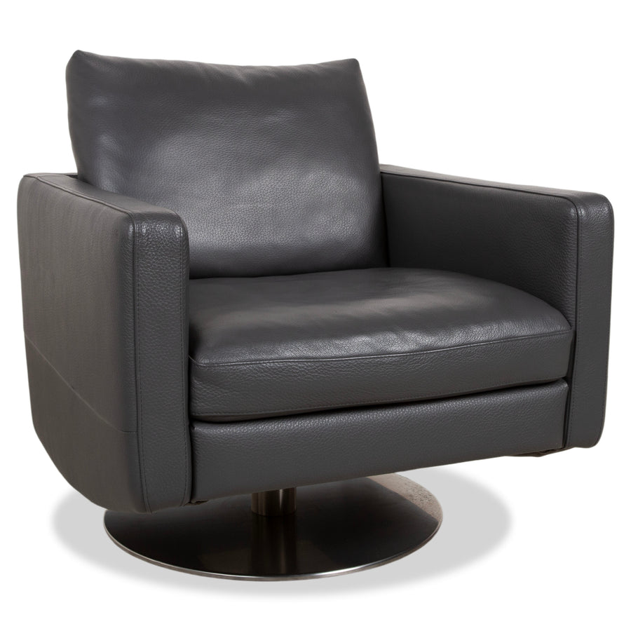 Natuzzi Relevé Leder Sessel Schwarz Anthrazit