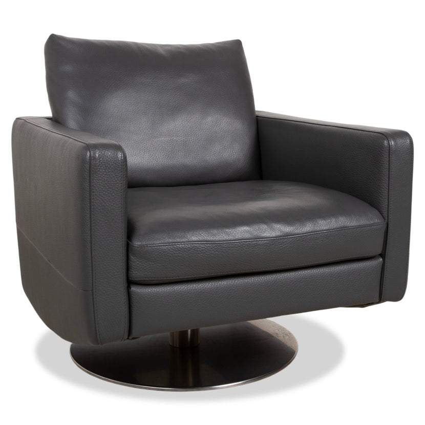 Natuzzi Relevé Leather Armchair Black Anthracite