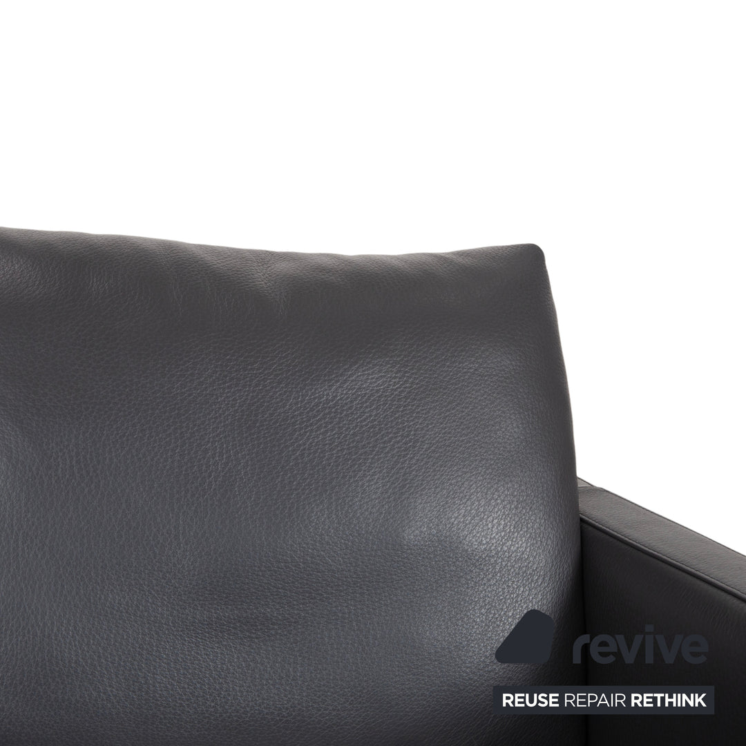 Natuzzi Relevé Leather Armchair Black Anthracite
