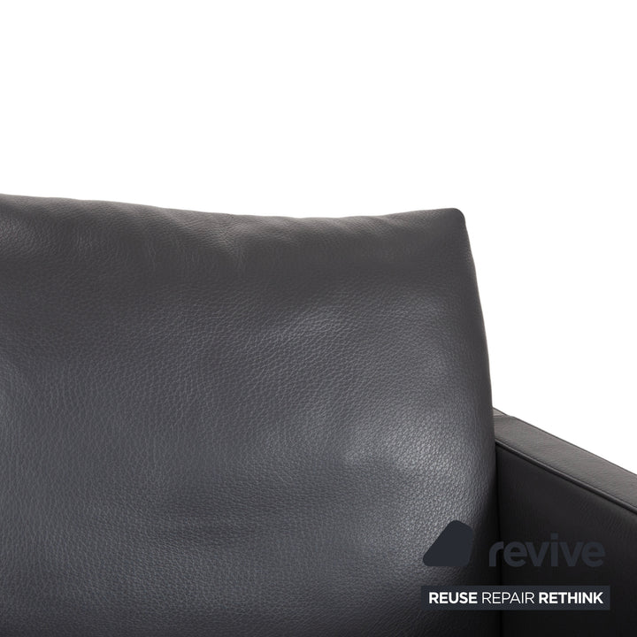 Natuzzi Relevé Leather Armchair Black Anthracite