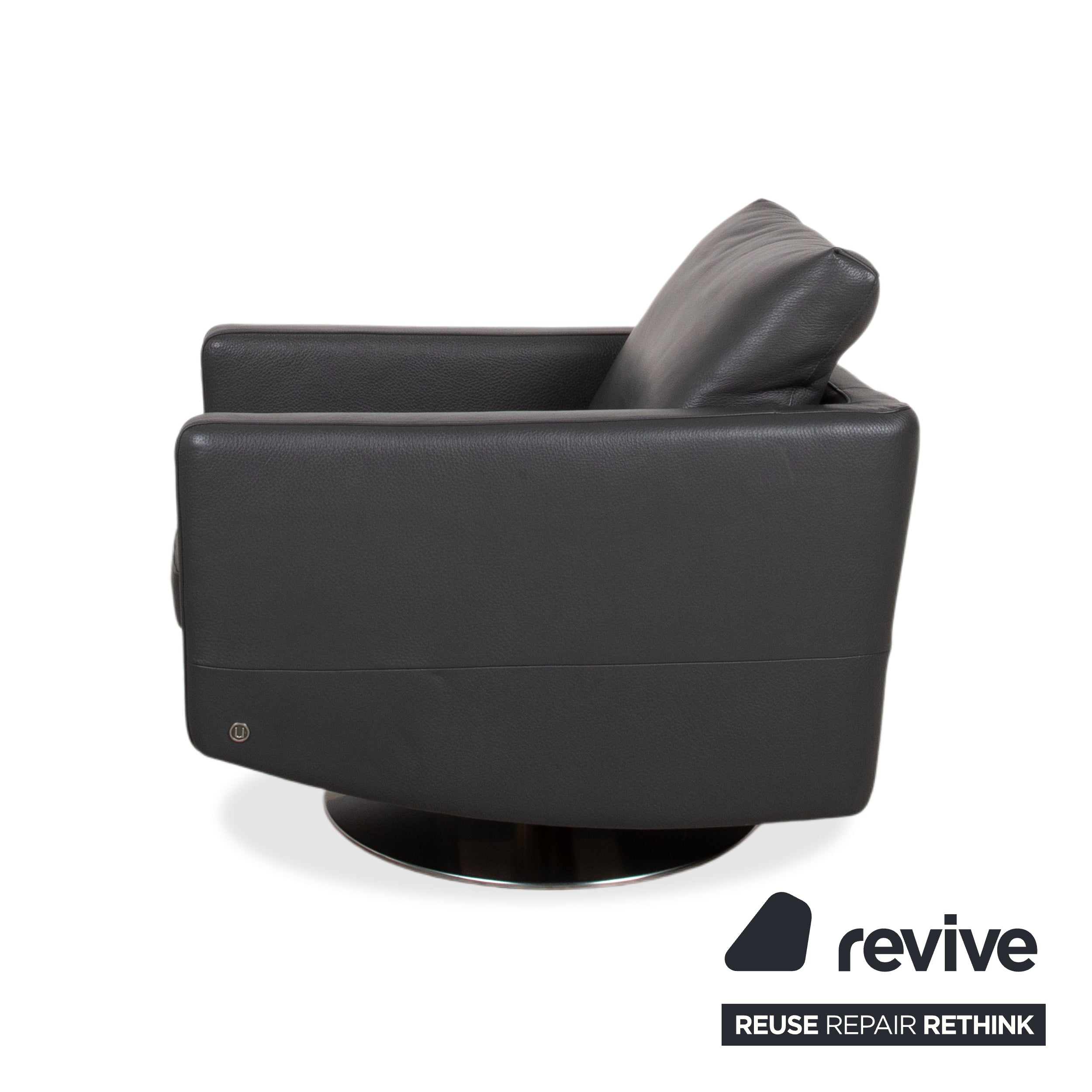 Natuzzi Relevé Leather Armchair Black Anthracite