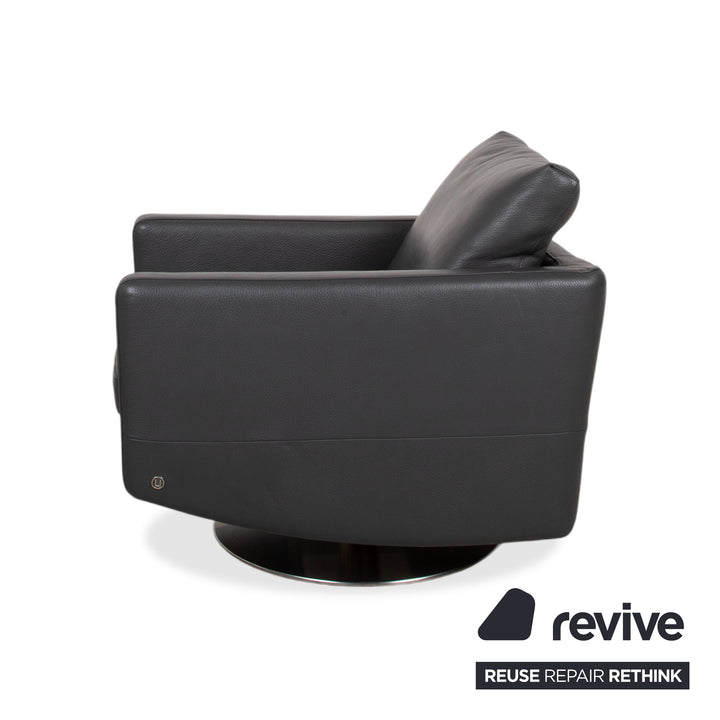 Natuzzi Relevé Leather Armchair Black Anthracite