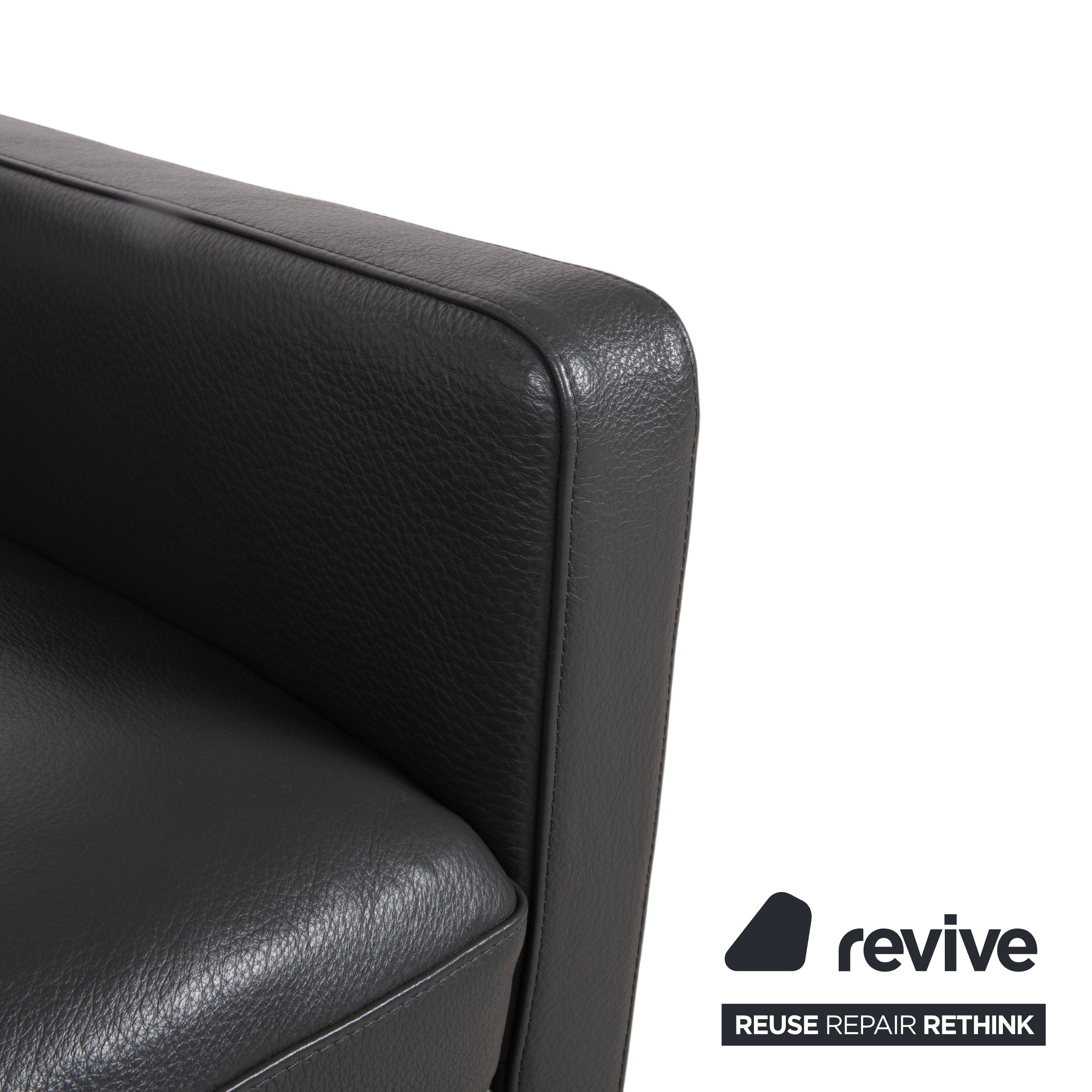 Natuzzi Relevé Leather Armchair Black Anthracite