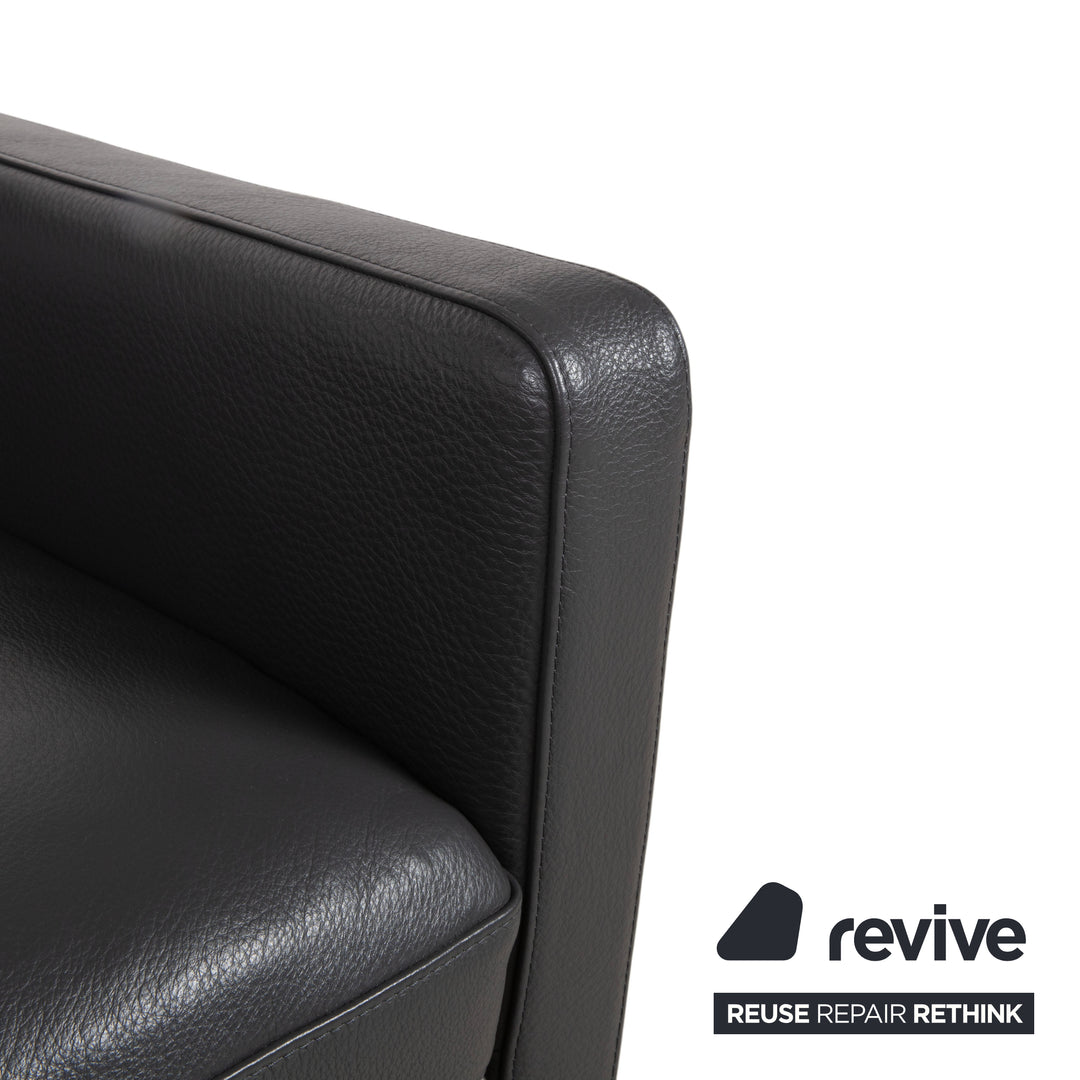 Natuzzi Relevé Leather Armchair Black Anthracite