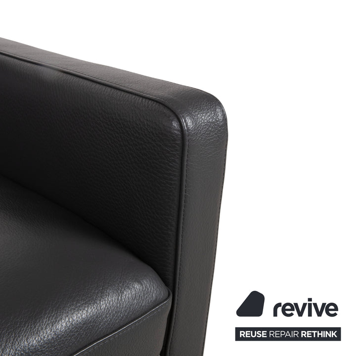 Natuzzi Relevé Leather Armchair Black Anthracite