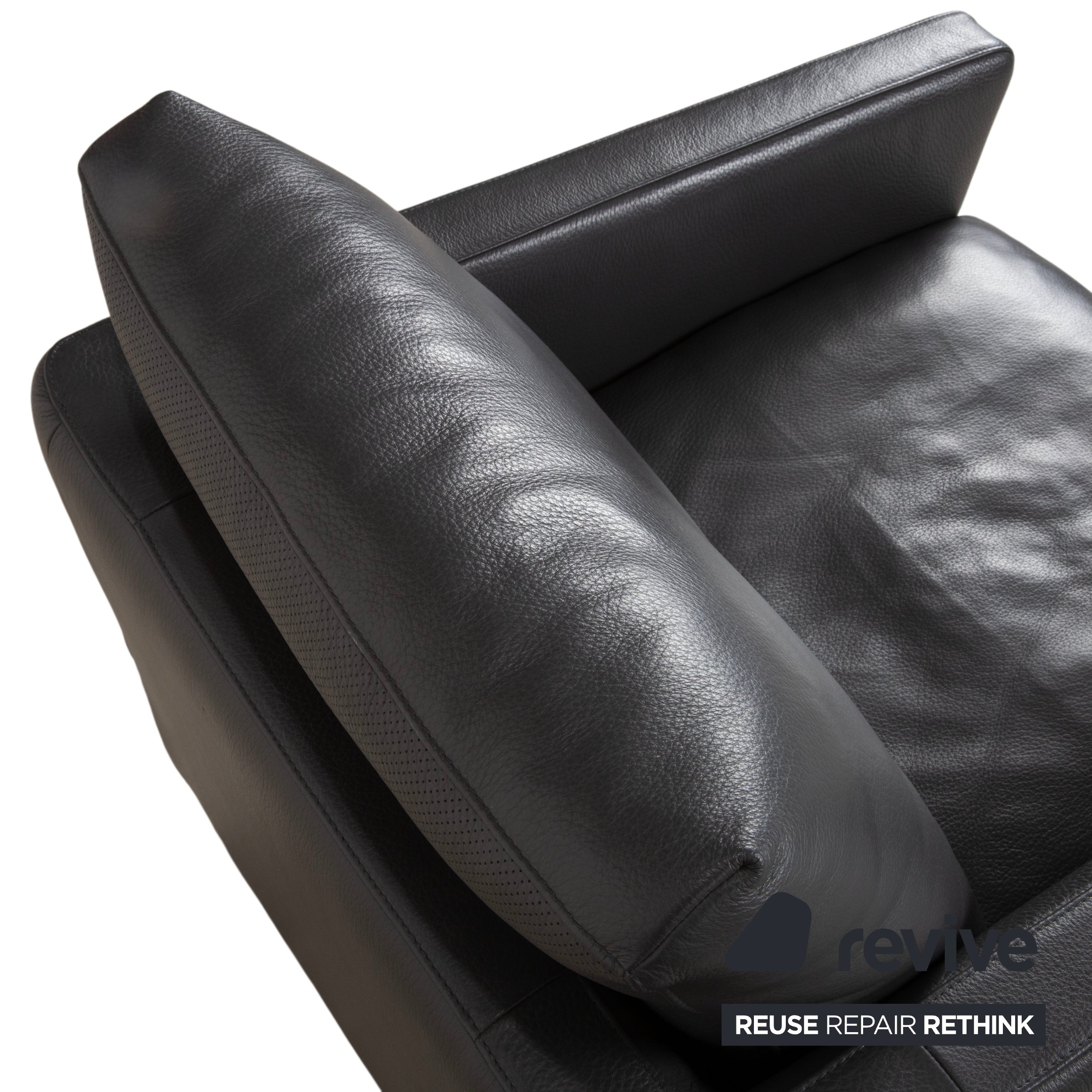 Natuzzi Relevé Leather Armchair Black Anthracite