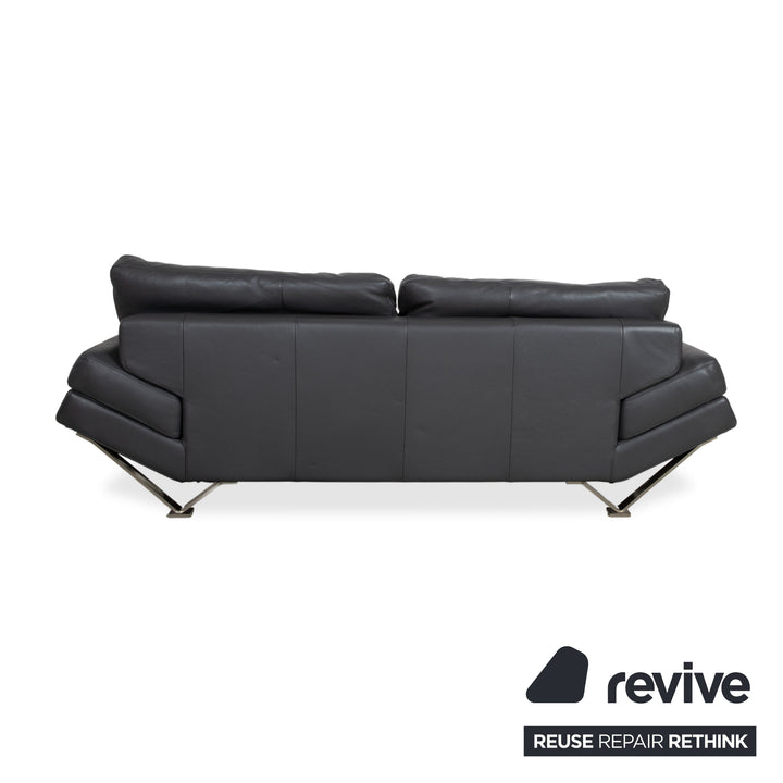 Natuzzi Relevé Leder Zweisitzer Schwarz Sofa Couch