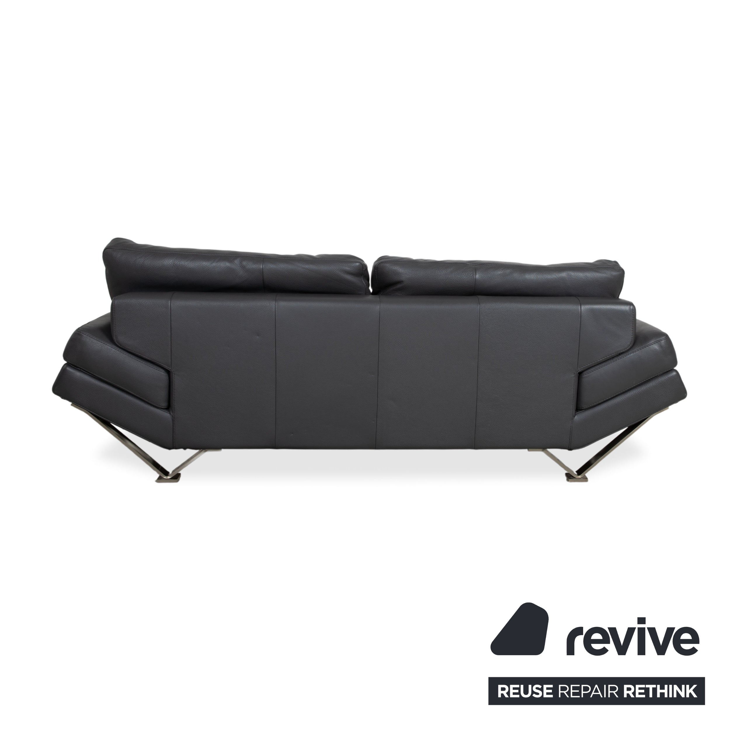 Natuzzi Relevé Leather Two-Seater Anthracite Sofa Couch