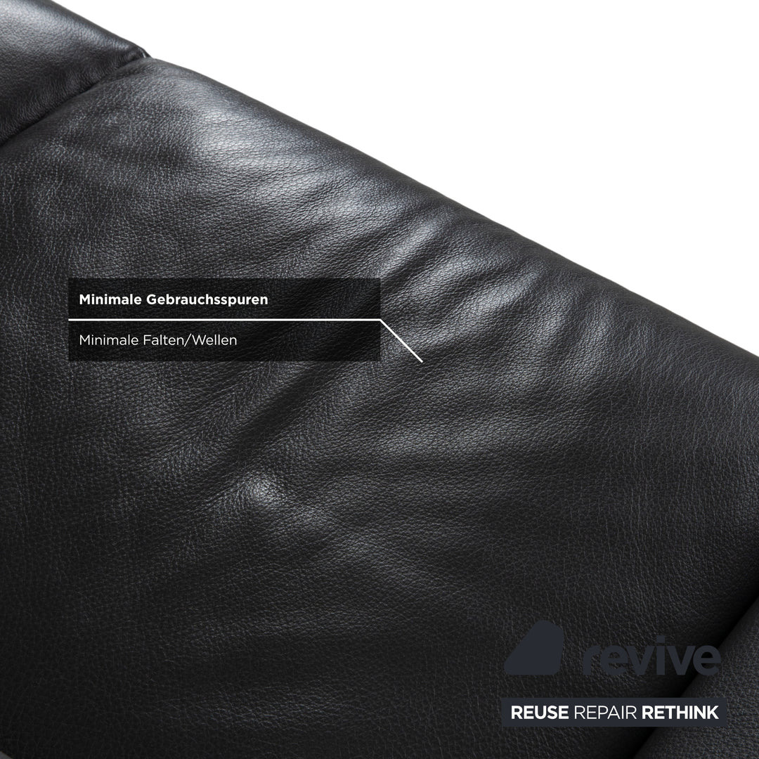 Natuzzi Relevé Leder Zweisitzer Schwarz Sofa Couch