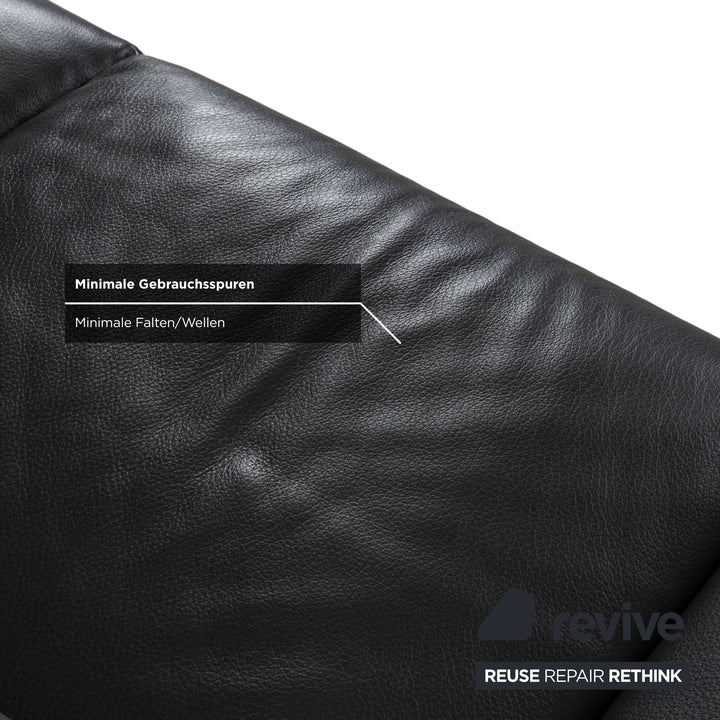 Natuzzi Relevé Leather Two-Seater Anthracite Sofa Couch