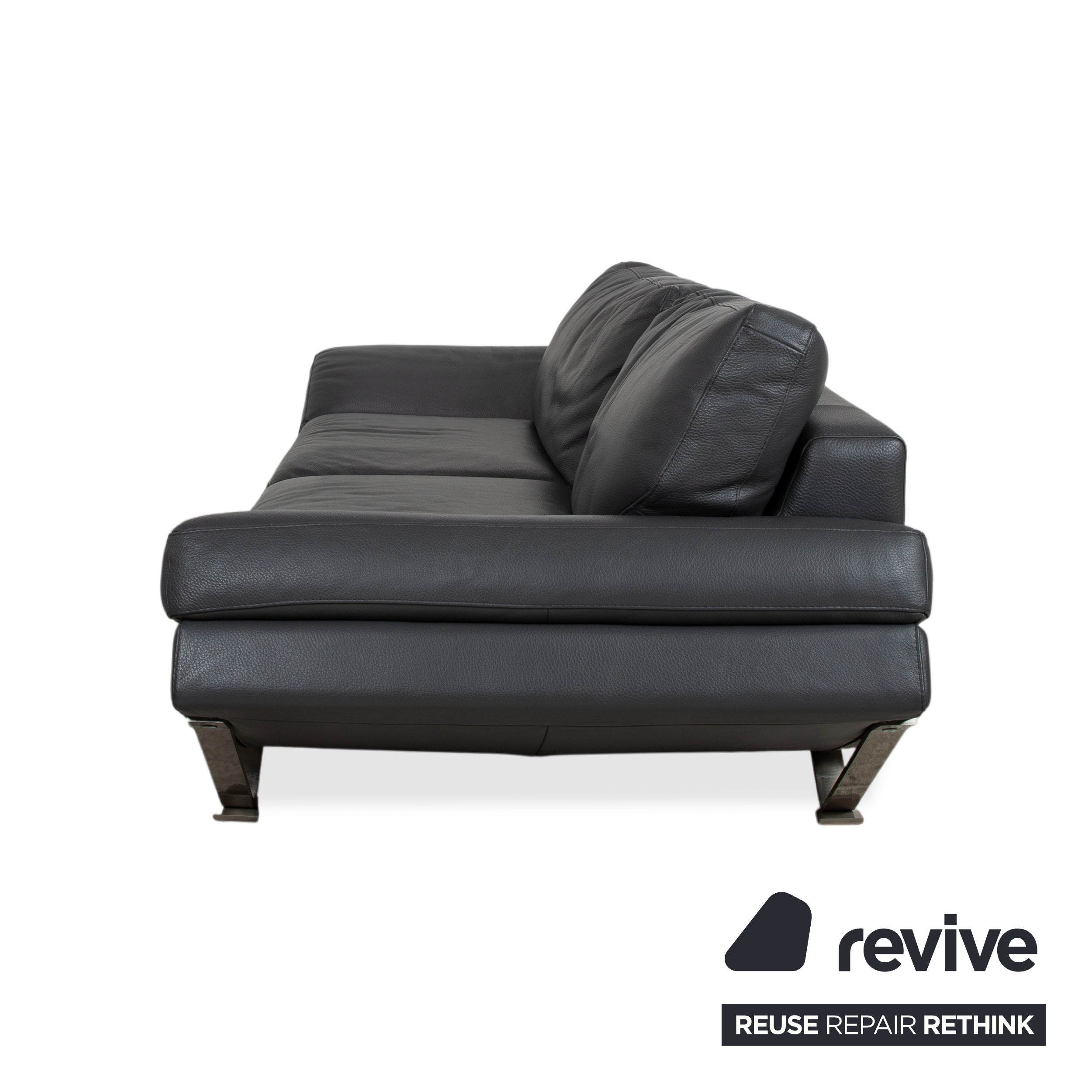 Natuzzi Relevé Leather Two-Seater Anthracite Sofa Couch