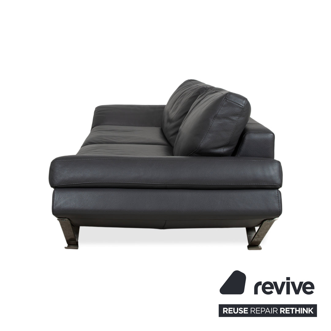 Natuzzi Relevé Leather Two-Seater Anthracite Sofa Couch