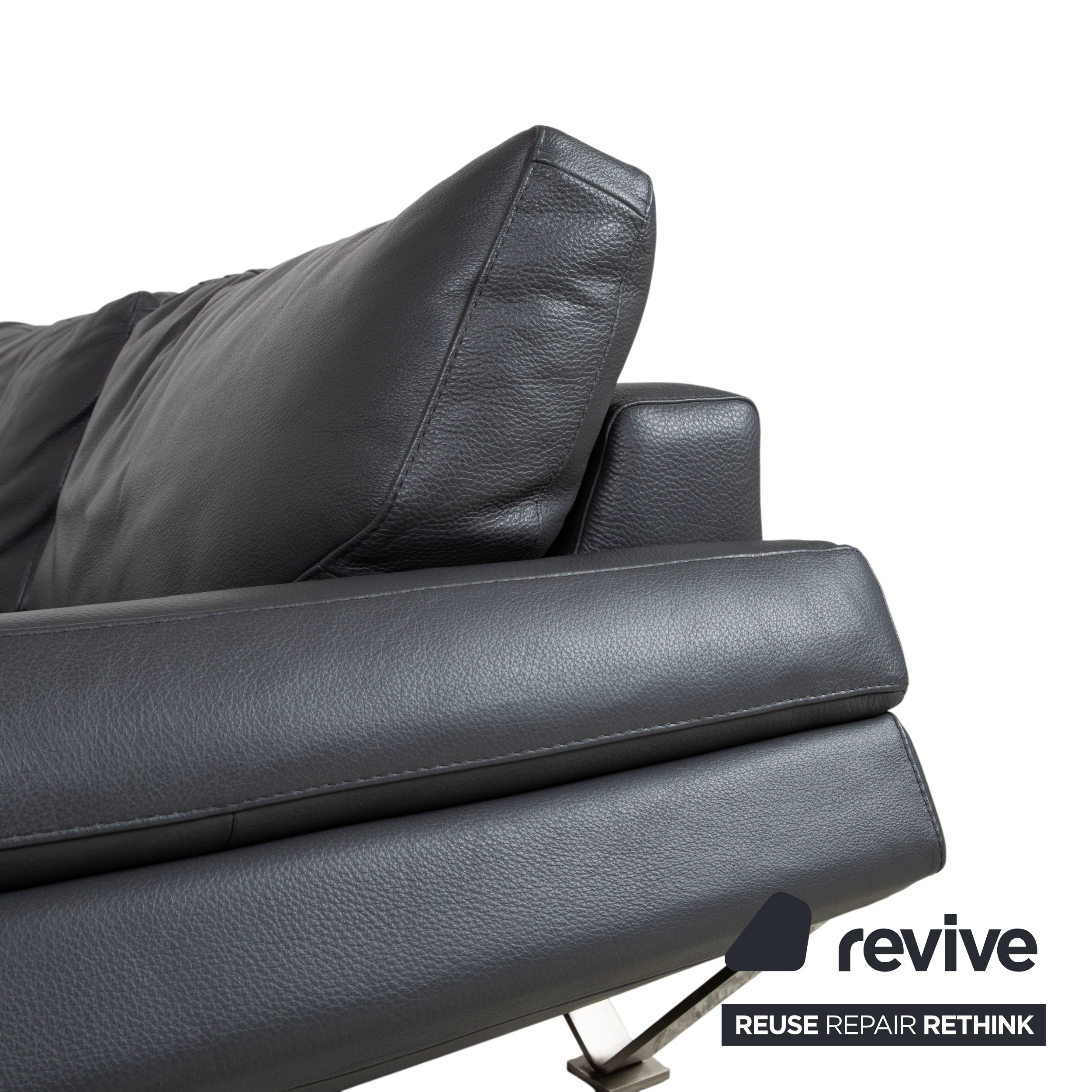 Natuzzi Relevé Leather Two-Seater Anthracite Sofa Couch