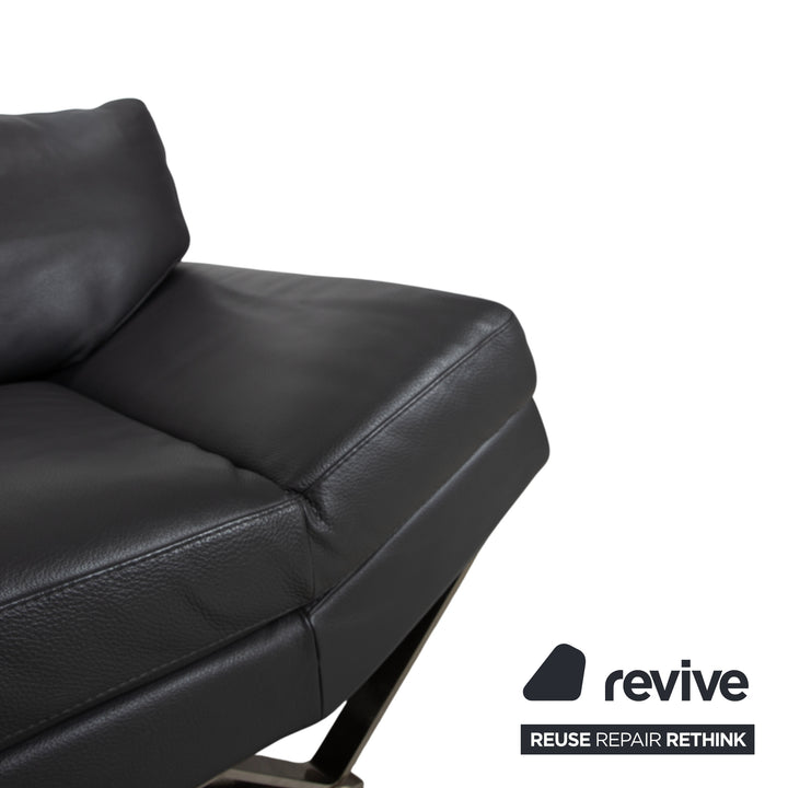 Natuzzi Relevé Leather Two-Seater Anthracite Sofa Couch