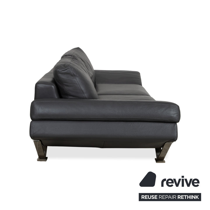 Natuzzi Relevé Leather Two-Seater Anthracite Sofa Couch