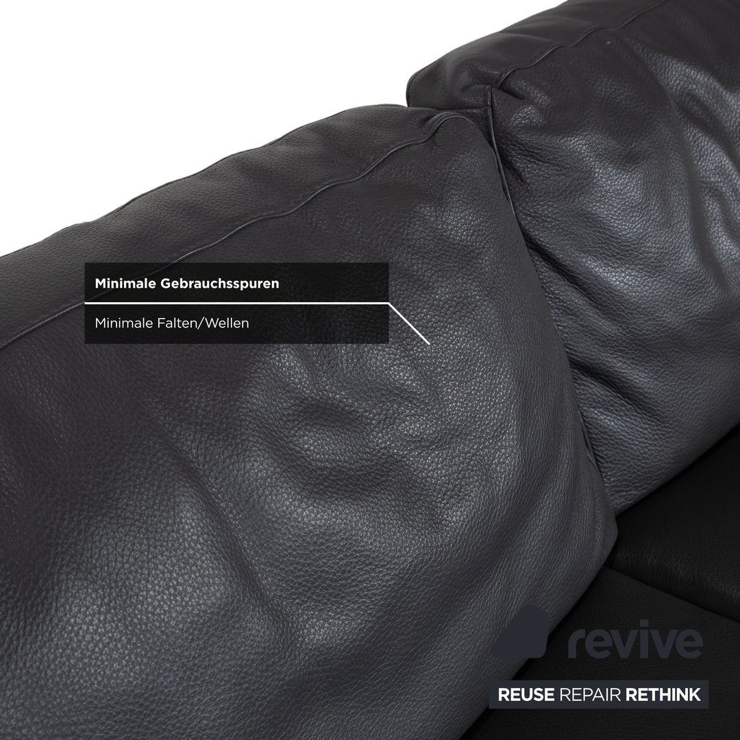 Natuzzi Relevé Leder Zweisitzer Schwarz Sofa Couch