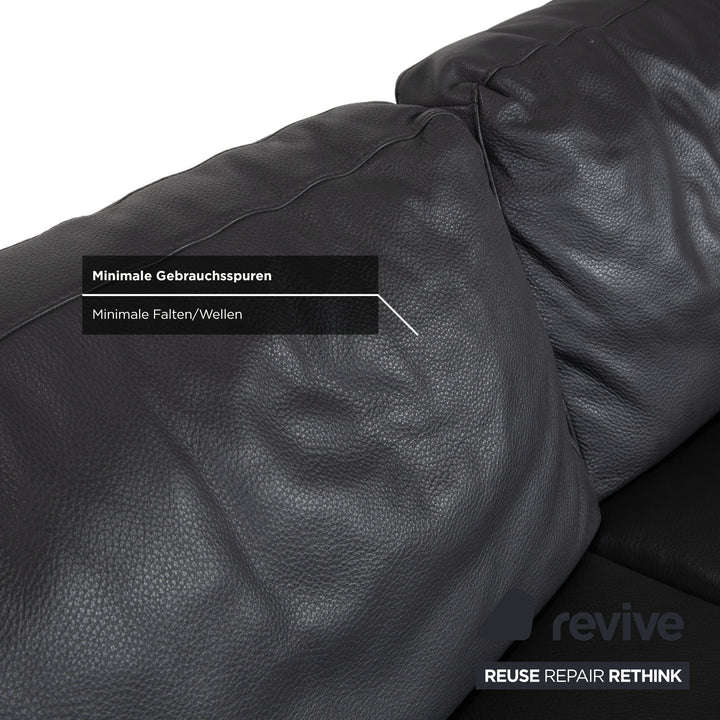 Natuzzi Relevé Leather Two-Seater Anthracite Sofa Couch