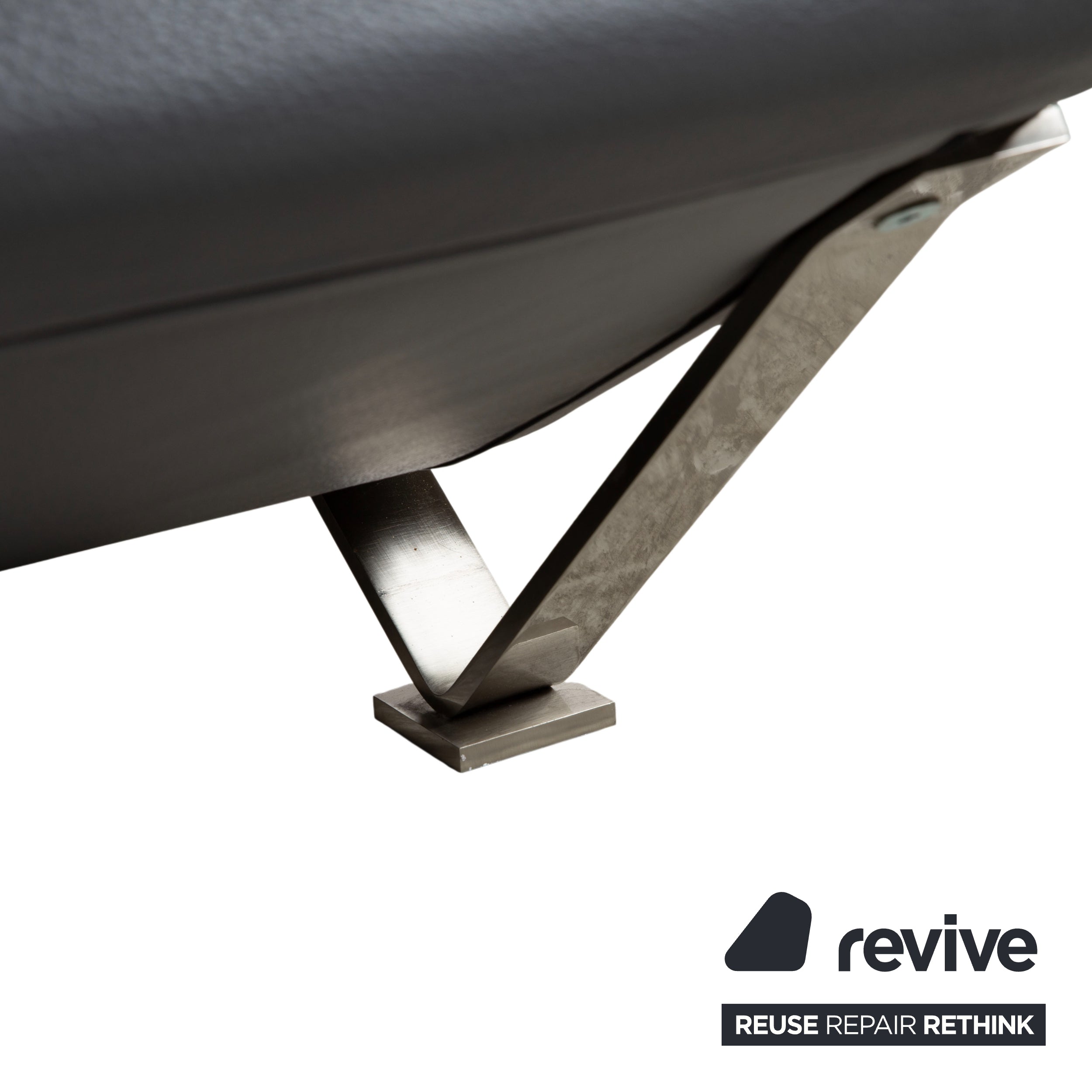 Natuzzi Relevé Leather Two-Seater Anthracite Sofa Couch