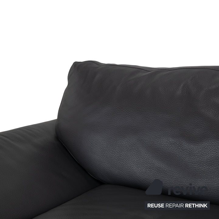 Natuzzi Relevé Leather Two-Seater Anthracite Sofa Couch