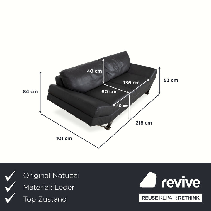 Natuzzi Relevé Leather Two-Seater Anthracite Sofa Couch